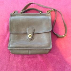 Authentic Brown Leather Coach Handbag