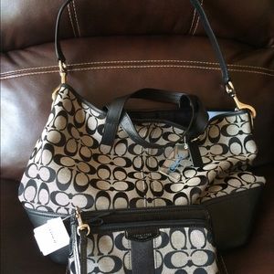 Coach Hadley signature duffle and wristlet.