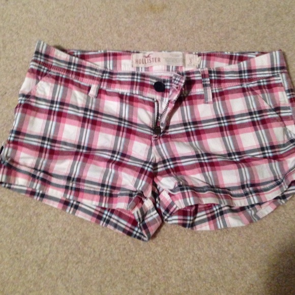 Pink and blue plaid shorts