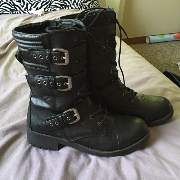 Black leather boots