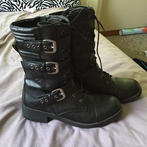 Black leather boots