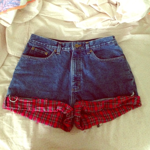High waisted plaid shorts