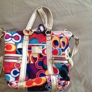 Gently used multi colors coach bag