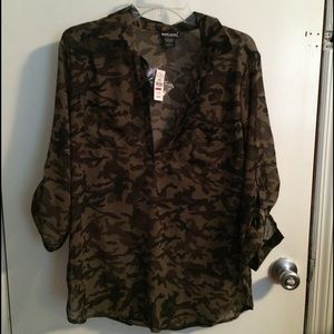 Camo Silk Top
