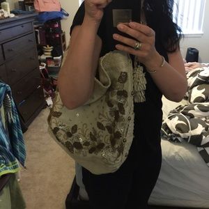 Isabella Fiore Cream Beaded bag