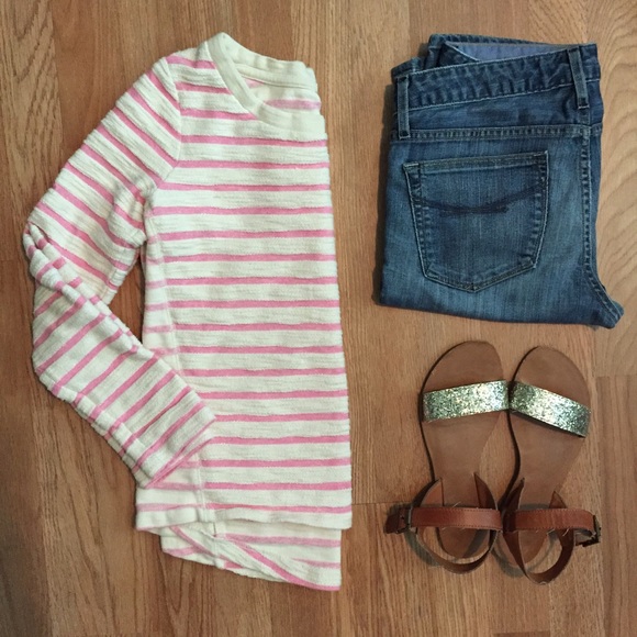 GAP Tops - GAP striped sweatshirt sz XS. Pink & white! Cute!