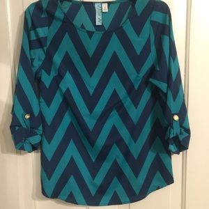 Francesca's chevron blue shirt