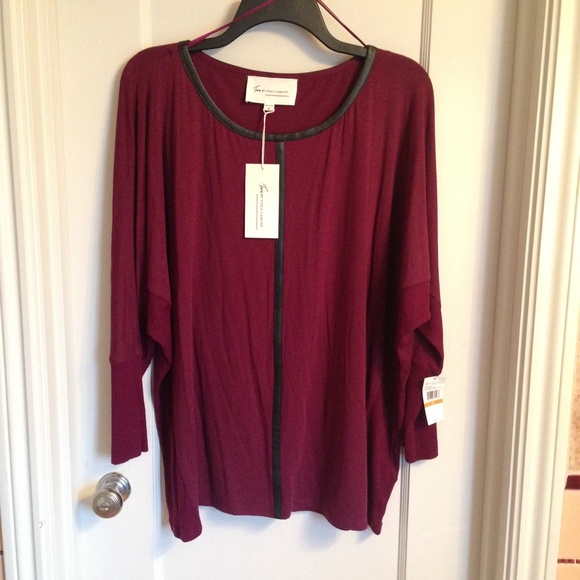 NWT Vince Camuto Dolman Leather Trimmed Top 3x - Picture 3 of 3