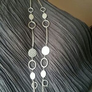 Long silver necklace