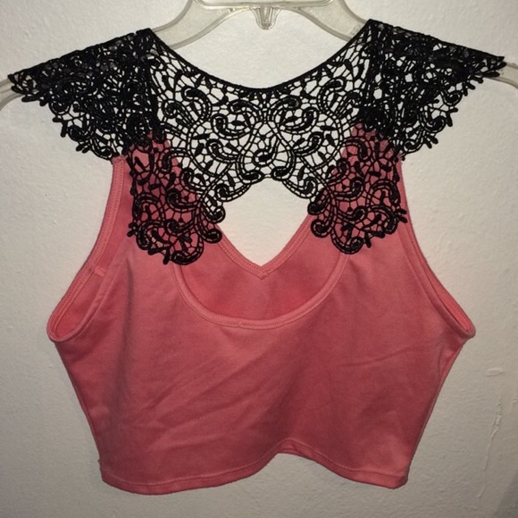 Charlotte Russe Lace Back Crop Top