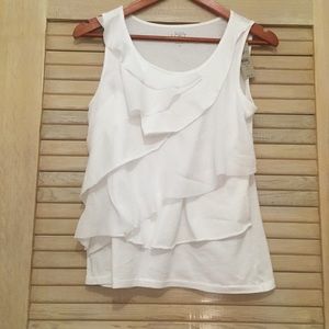 White ruffle tank top