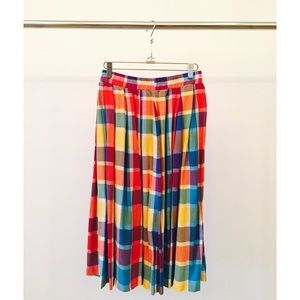 Vintage Rainbow Plaid Maxi Skirt