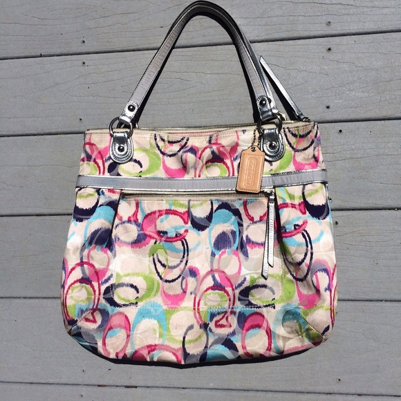 Large Coach multicolored purse authentic