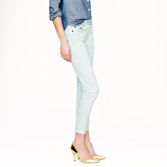 J.crew cropped matchstick in dotted spearmint