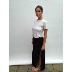 Maroon velvet maxi skirt