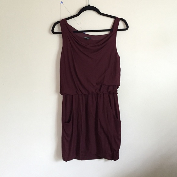 Theory maroon silk cocktail dress