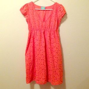 Coral eyelet dress