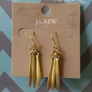 J.crew triple - prong earrings antique gold nwt