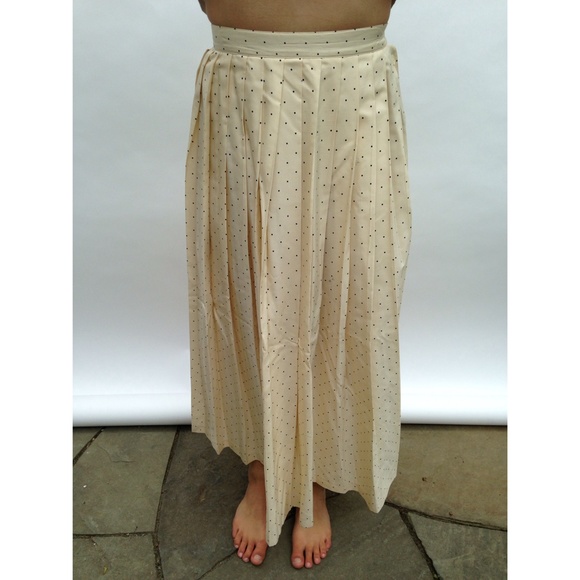 Vintage cream polka dot maxi skirt