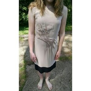 Diane von Furstenberg Tan and Navy Blue Trim