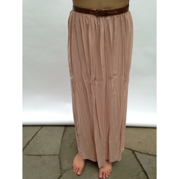 Salmon maxi skirt with belt