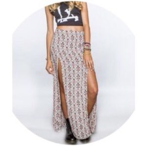 Brandy Melville Aztec Print Double Slit Skirt