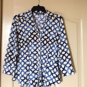 3/4 sleeve geometric blouse -Essentials By Milano