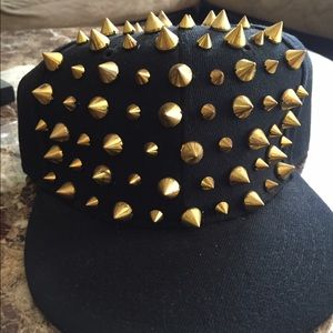 Studded snap back cap