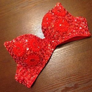 Red sequin bra