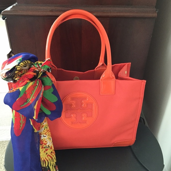 Authentic Tory Burch Orange Tote with Scarf