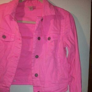 Neon pink denim jacket
