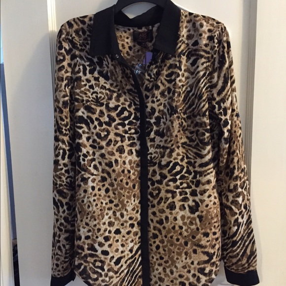 ABS animal print button up shirt