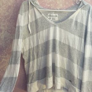 Long sleeved, hooded Aeropostale shirt.