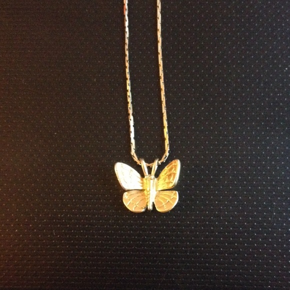 Butterfly necklace w/ real gold chain