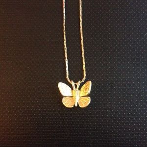 Butterfly necklace w/ real gold chain
