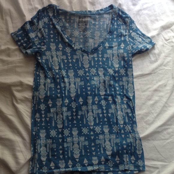 Blue Tribal Print V-neck