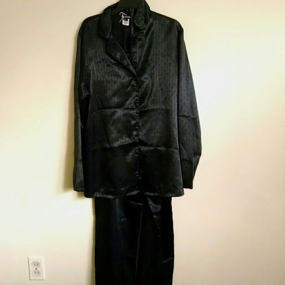Black silk pajamas