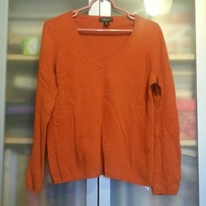 Orange cashmere v neck sweater
