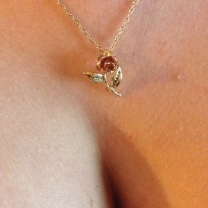 Rose dipped in gold necklace