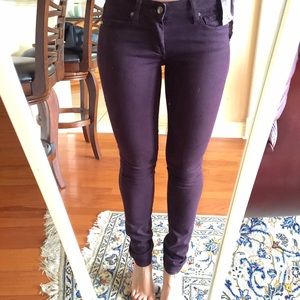 Paige Peg Skinny - Eggplant color skinny jeans