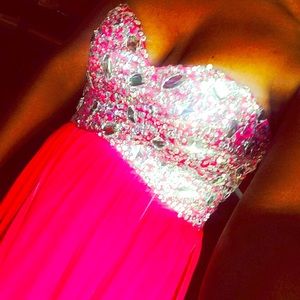 Hot pink elegantly placed sequined dress