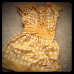 mustard yellow polka dot tunic