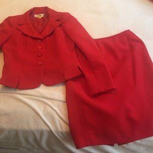 Le Suit Red jacket and skirt suit