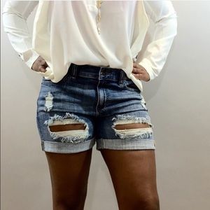Distressed Denim Shorts