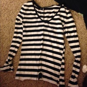 Black and white striped light long sleeve shirt