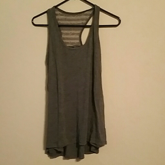 Lace back grey tank