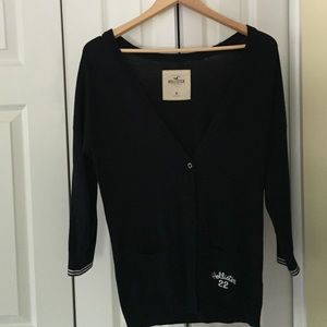 Navy blue 3/4 sleeve Hollister cardigan