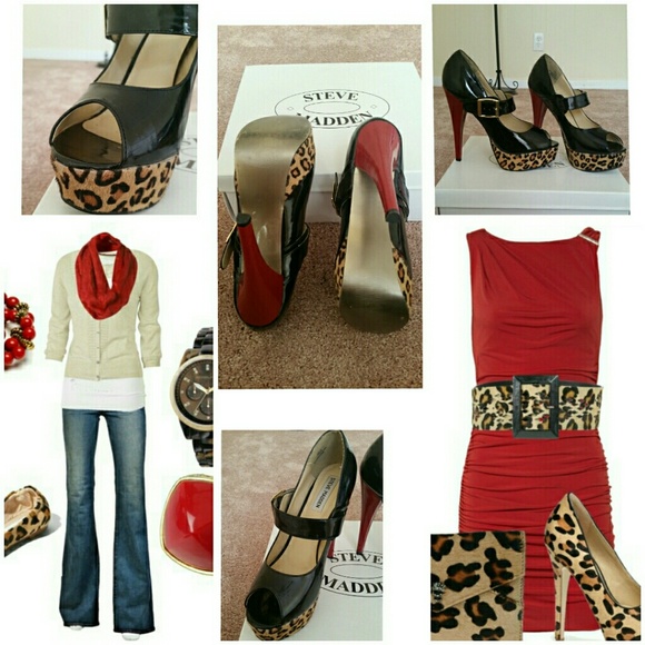 Steve madden leopard open toe heels