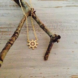 Gold Ships Wheel Necklace