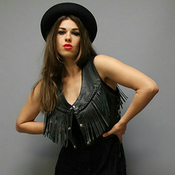 *SOLD* Moto Club Fringe Leather Vest